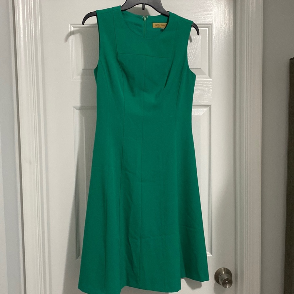 Nipon Boutique pleated green dress, size 6
